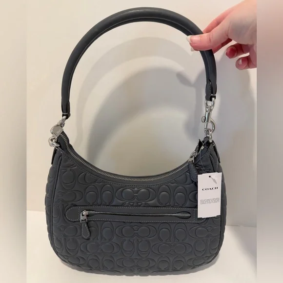 NWT Coach Teri Hobo Bag In Grey Signature Leather - Picture 6 of 16